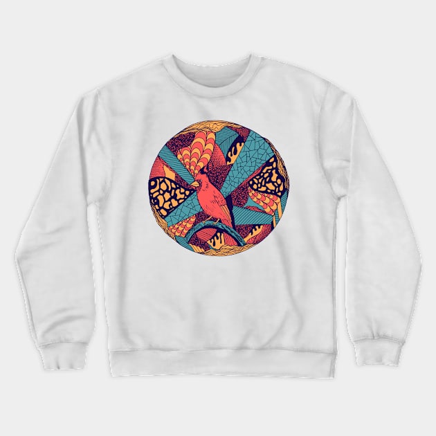 Retro Triad Circle of The Northern Cardinal Crewneck Sweatshirt by kenallouis